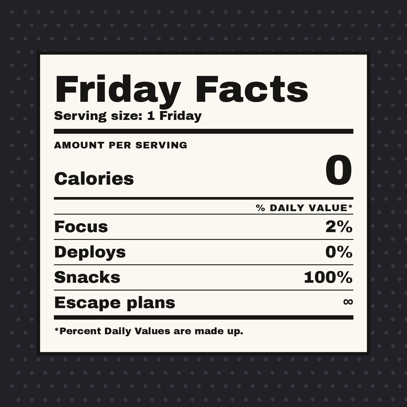 Friday Nutrition Facts